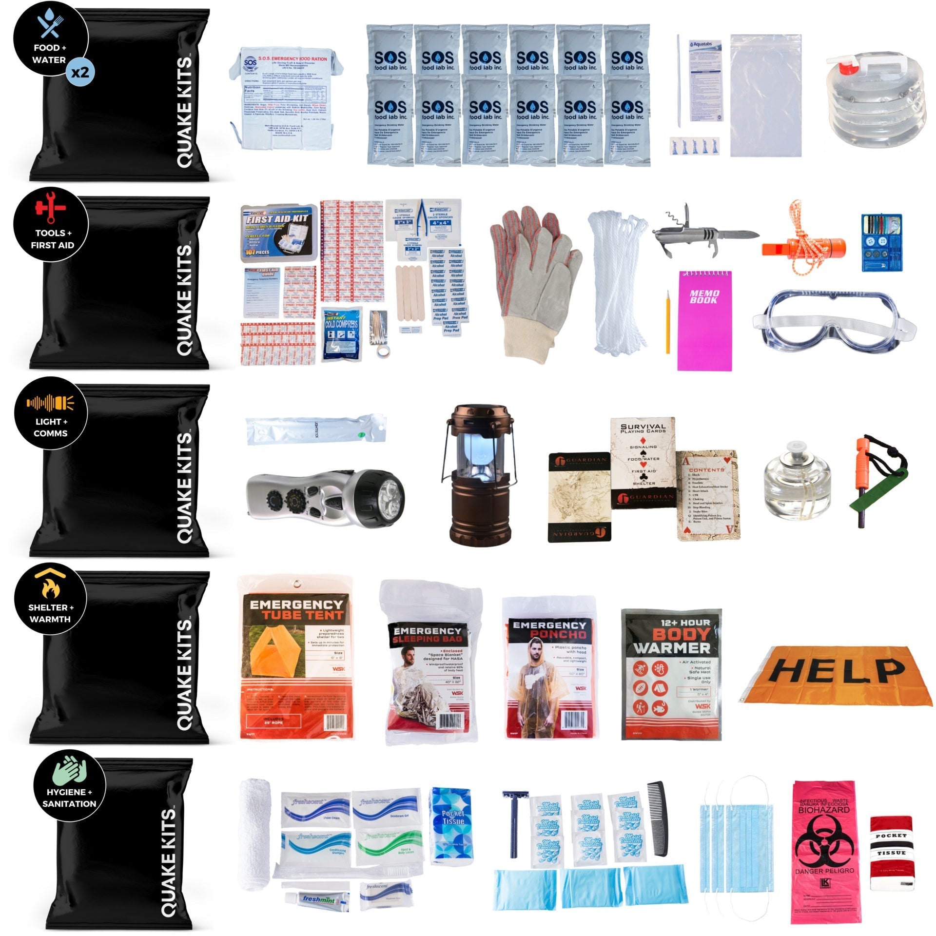 The QK Hurricane Kit - Up to 2 Person Extreme Weather Survival Kit