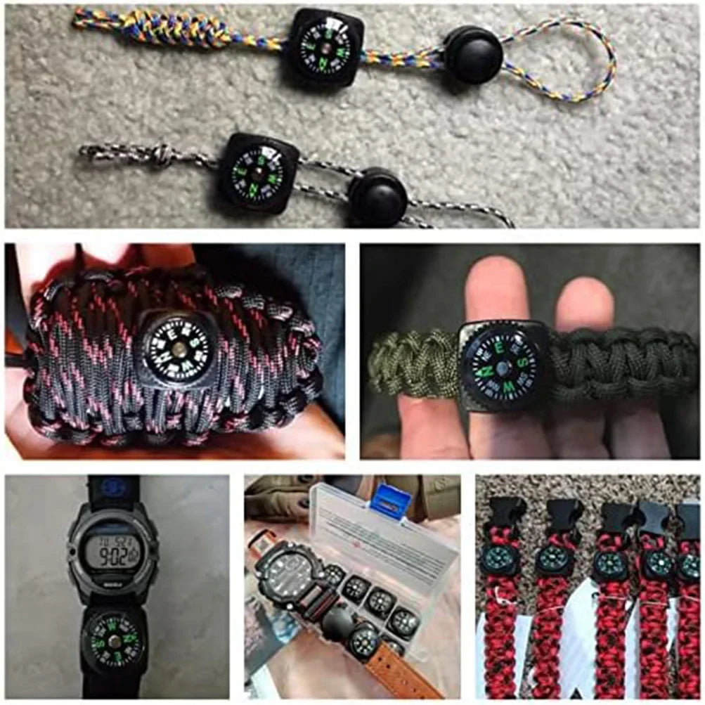 4-Pack Mini Belt Buckle Compass - Portable Button Compass for Paracord Bracelets, Watch Bands & Survival Kits