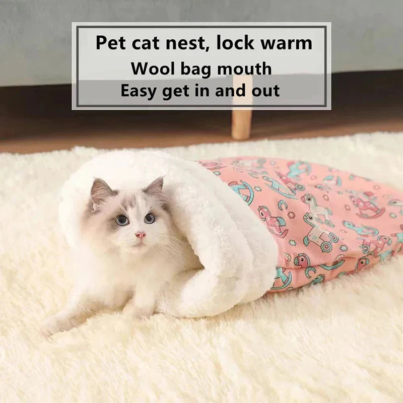 Autumn Winter Cat Kennel – Closed Cozy Sleeping Bag for Cats