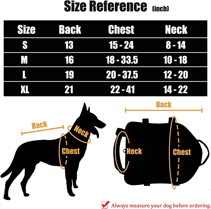 Tactical K9 Harness - Full Size - Black