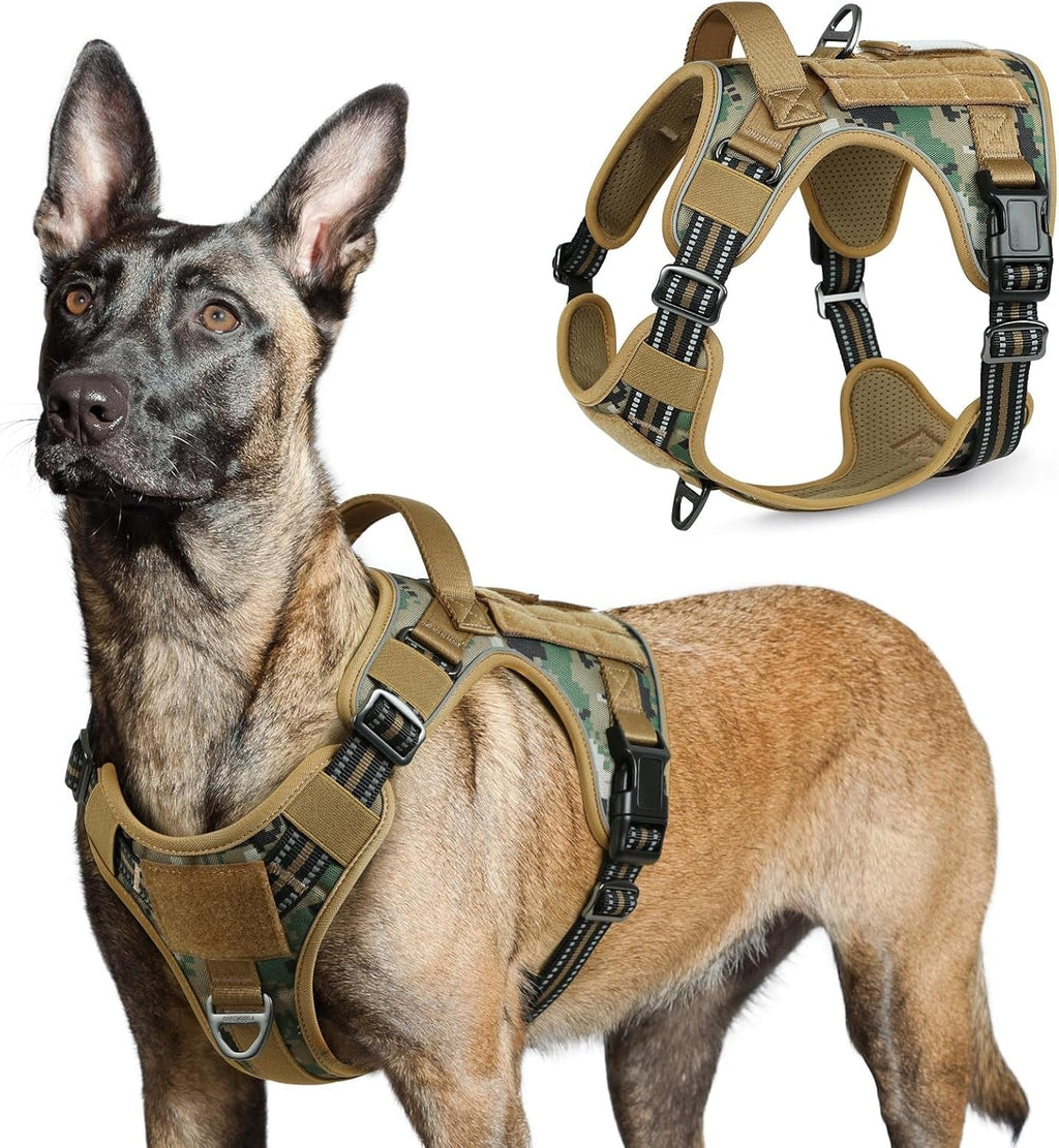 No Pull Tactical Dog Harness Molle Vest Adjustable Medium Large Dogs