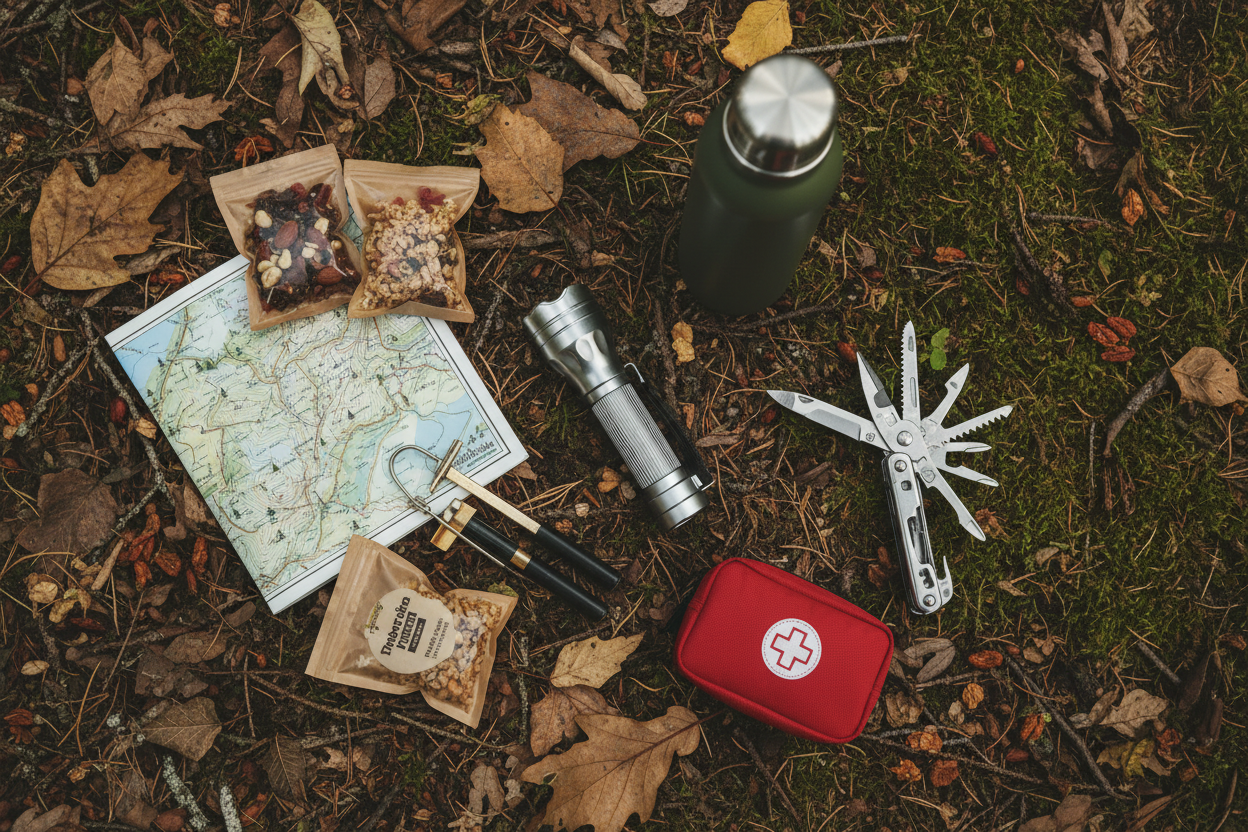 Camping Essentials Flat Lay