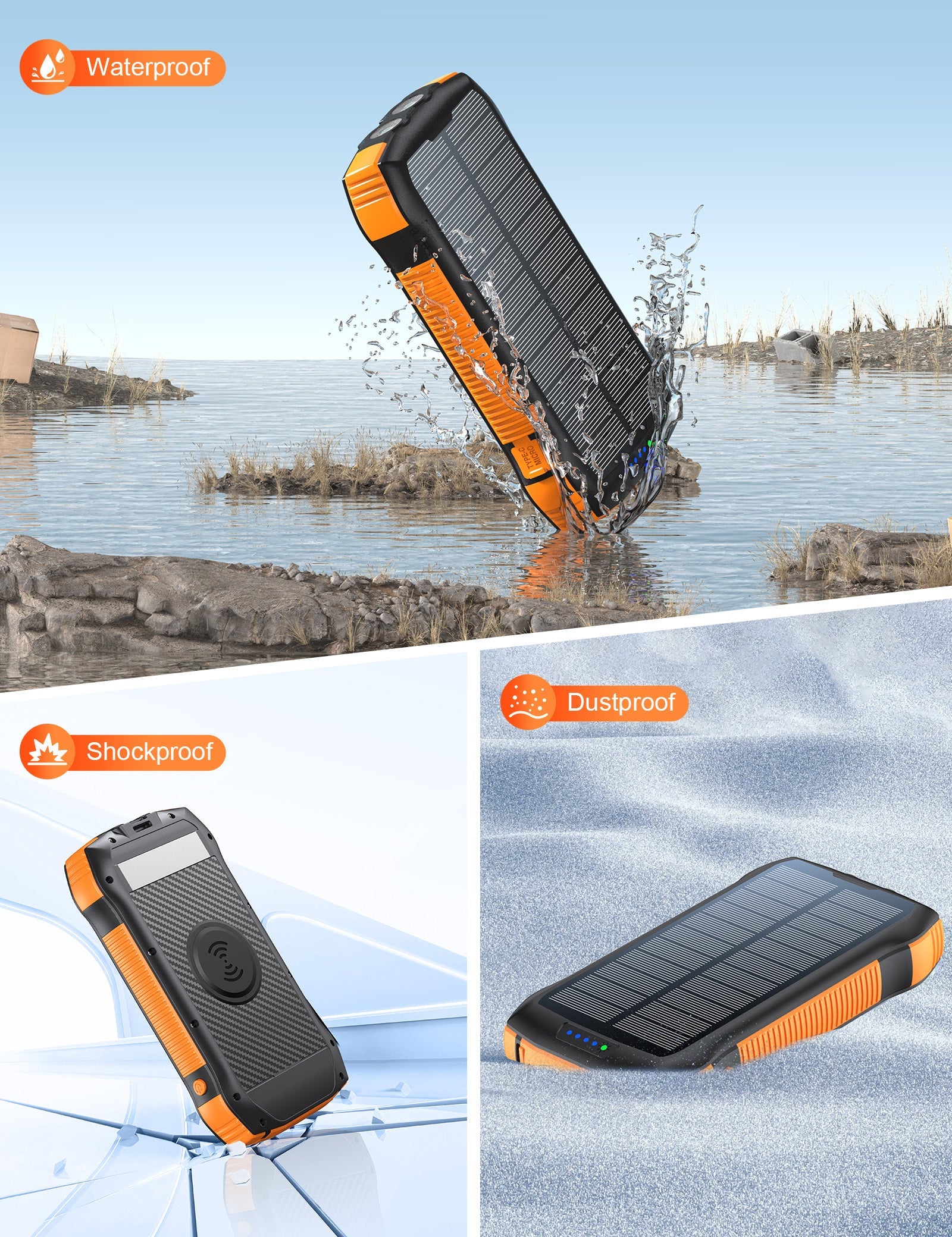 The Grid-Down 20,000mAh Rugged Power Bank (with Emergency Solar)
