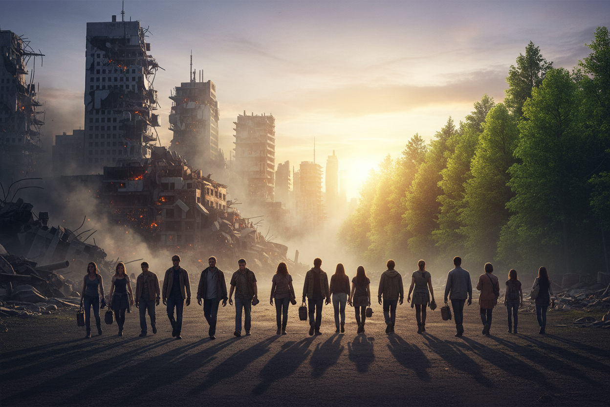 People Walking Toward Forest